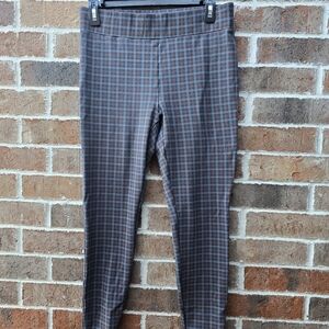 LOFT Plaid Ankle Pants Women’s Medium Blue Brown Elastic Waist Work Career